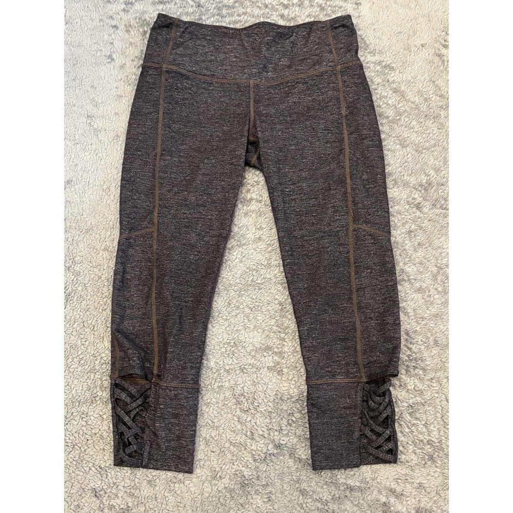 Athleta Leggings Womens Small Mind Over Mat Capri Criss Cross Gray Athletic